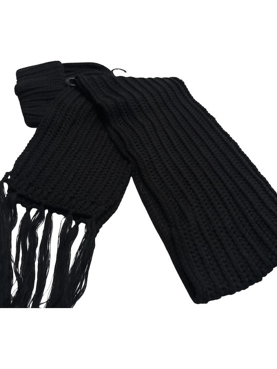 Frauen Set mit Beanie Gestrickt in Schwarz Farbe