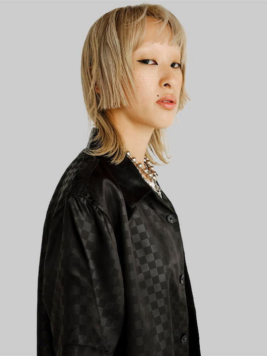 Shirt Short-sleeved Shirt Checked Black