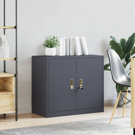 Office Storage Metal Cabinet Charcoal L80xW40xH70cm