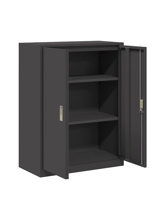 Cabinet de Birou Metalic Negru 80x40x105cm