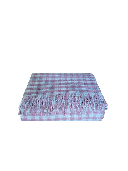 Kotonia Home Pătură Semidublă Cu Franjuri 180x230cm Roz Pudrat