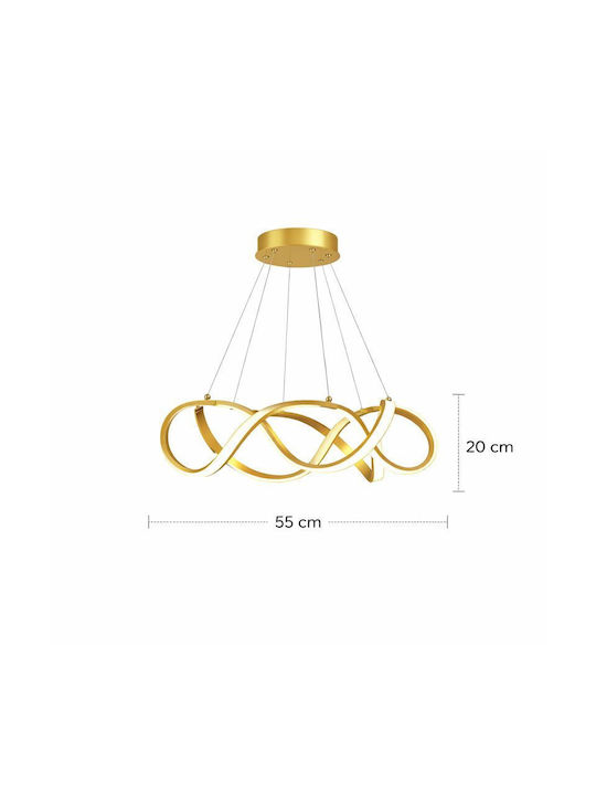 Adjustable Pendant Light Gold 55x55cm