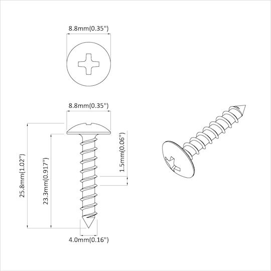 vidaXL Ξυλόβιδα με Διάμετρο M4 και Μήκος 25mm 9231τμχ