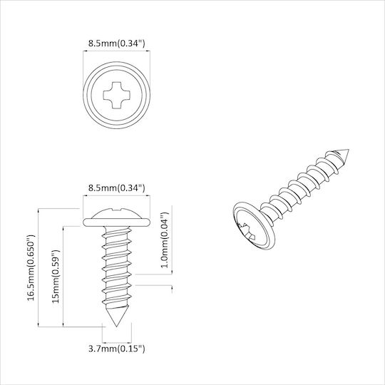 vidaXL Βίδα με Μήκος 4mm 13636τμχ