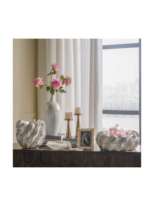 Artekko Decorative Vase Glazed Beige 18.5x18.5x44cm
