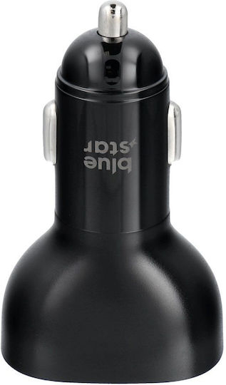 Blue Star Auto-Ladegerät 63W 3A Schnellladen mit Anschlüssen: 1xUSB 1xType-C Schwarz Farbe