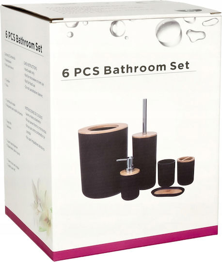 ikonka Plastic Bathroom Accessory Set Gray 6pcs