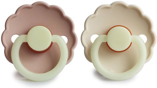 Frigg Moon Phase Pacifiers Silicone Night Cream/Twilight Mauve for 0-6 months 2pcs