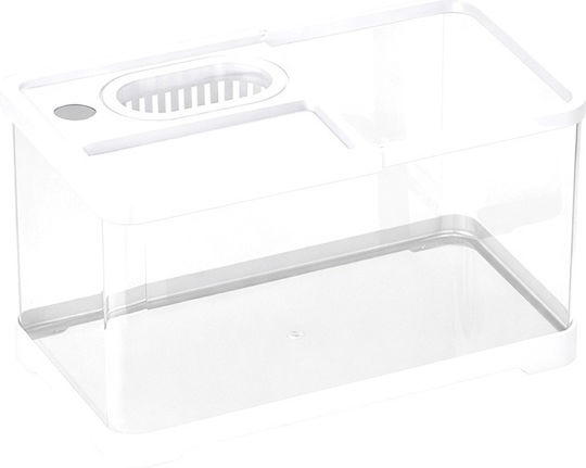 Aquarium 16.5 Liters Pa-16 – Panoramic Plastic 95% Transparency – L37.5xW21xH21cm – White Aquarium + Led Light Warm Yellow 3w + Filter 3.5w