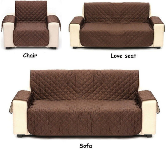 Couch Coat Προστατευτικό Ελαστικό Κάλυμμα Τριθέσιου Καναπέ Καφέ 230x160cm