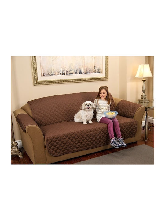 Couch Coat Προστατευτικό Ελαστικό Κάλυμμα Τριθέσιου Καναπέ Καφέ 230x160cm