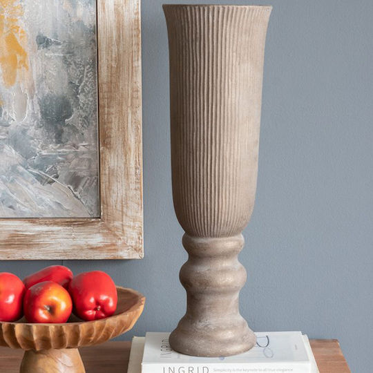 Artekko Διακοσμητικό Βάζο Πήλινο Candia Καφέ Φ17.5xΥ56.5cm