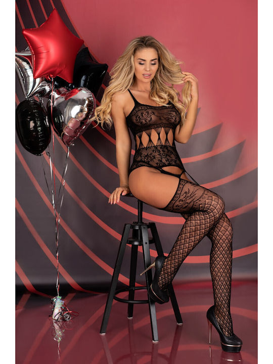 Livia Corsetti Sobren Bodystocking Sexy Bodystockings with Open Crotch Black