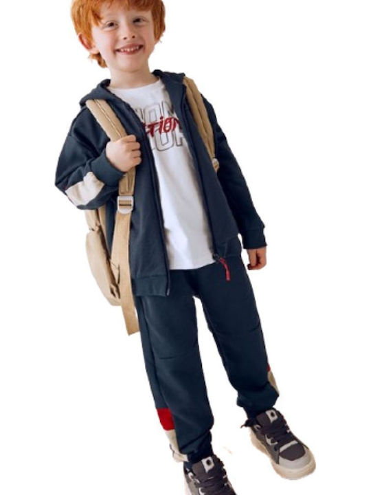 Kids Sweatpants Set With Jacket With Top Blue 3 Pieces Non Stop