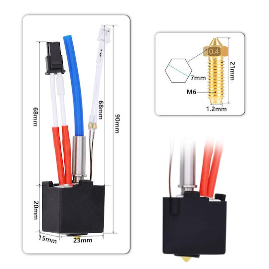 Cap De Imprimare Anycubic Kobra 2 Bloc De Încălzire Hotend Pentru Imprimantă 3D 5 Duze 0.4 Mm Protecție Silicon 24 V Anycubic Kobra 2 Kobra 2 Neo Kobra 2 Pro Kobra 2 Plus Kobra 2 Max