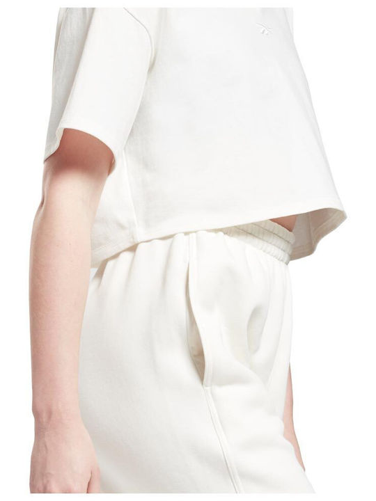 Studio Γυναικείο Crop Top Βαμβακερό Κοντομάνικο Chalk