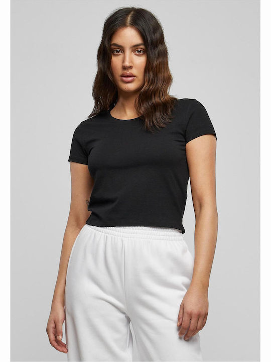 Γυναικείο Καλοκαιρινό Crop Top Βαμβακερό Κοντομάνικο Μαύρο