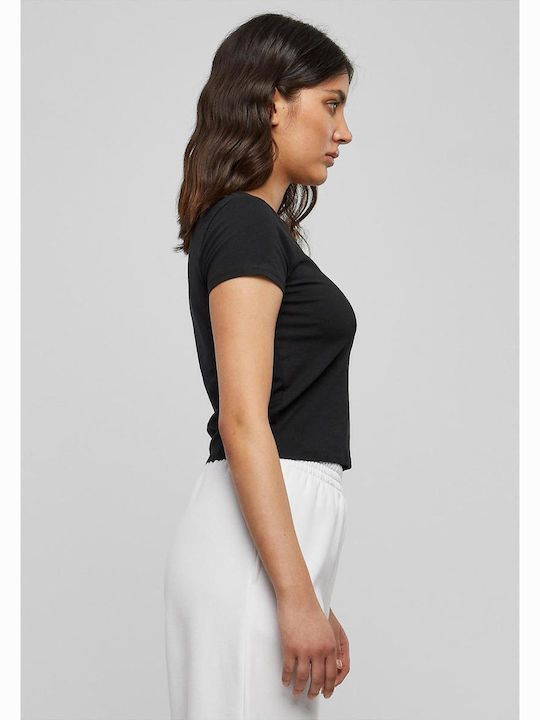 Γυναικείο Καλοκαιρινό Crop Top Βαμβακερό Κοντομάνικο Μαύρο