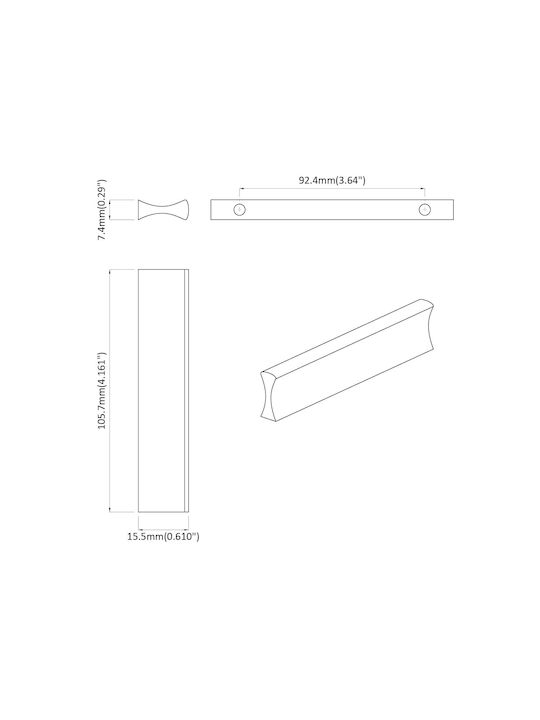 vidaXL Mâner Mobilier Mânere de mobilier din Metal Argint 105.7mm (Distanța între Centre 7.4mm) 864684 12buc