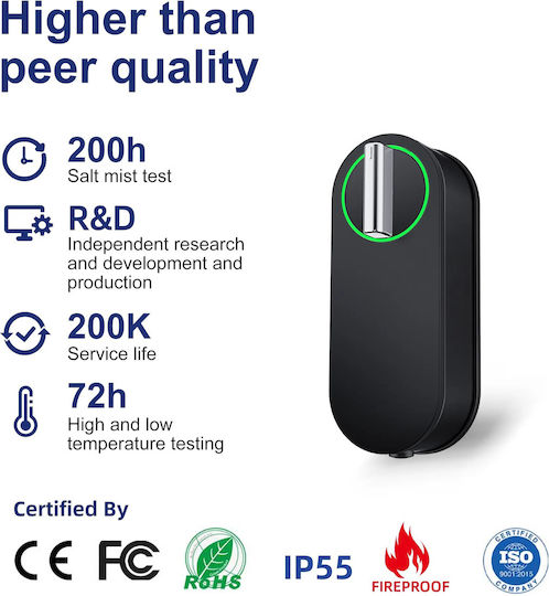 Liliwise Electronic Lock Retrofit With Bluetooth And Wi-Fi Connectivity Black