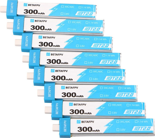 BetaFPV Li-Po Batterie 3,8V 300mAh 30C 1S BT2.0 für Drohne
