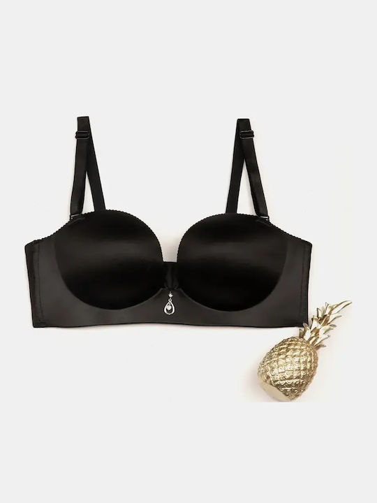 Push Up Plunge Bra Cup B Black Size 80b