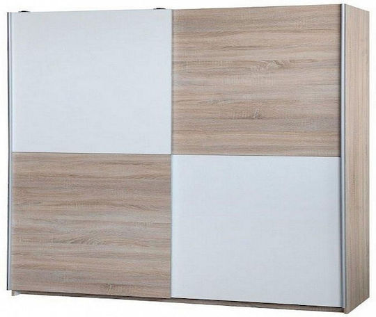 Δίφυλλη Ντουλάπα Συρόμενη 270x60x210cm Φυσικό Sonoma