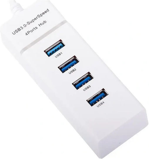 Verk Group USB-Hub 4 Anschlüsse USB 3.0 mit USB-A Anschluss Weiß