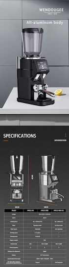 Coffee Grinder with Bean Hopper Capacity 1.5kg