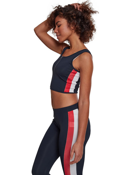 Γυναικείο Καλοκαιρινό Crop Top Αμάνικο Ριγέ Navy Μπλε