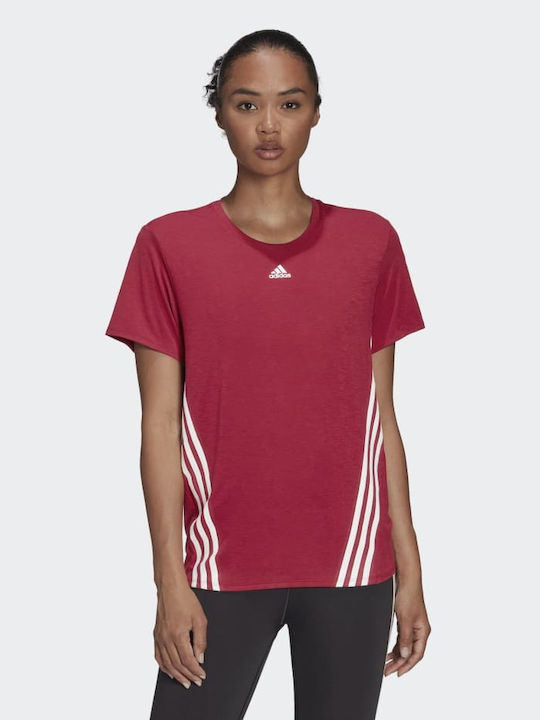 3 Stripes Γυναικείο T-shirt Ριγέ Μπορντό