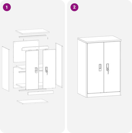Dulap De Depozitare Pentru Birou Metalic Roz 60x40x90cm