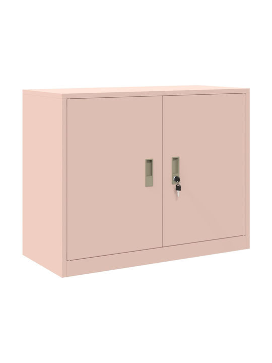Office Storage Metal Cabinet Pink L90xW40xH70cm
