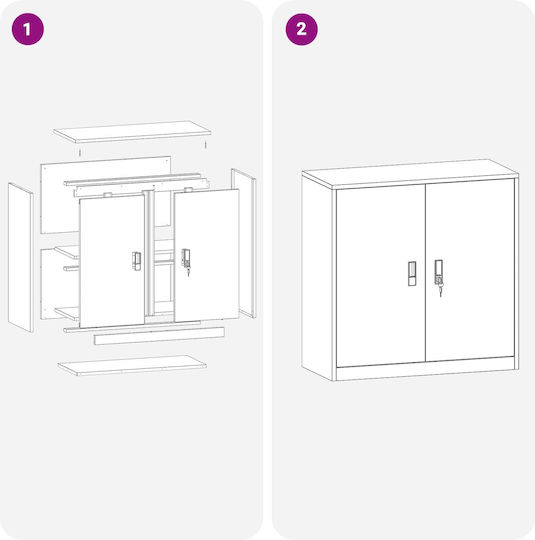 Ντουλάπι Γραφείου Μεταλλικό Ανθρακί 90x40x90cm