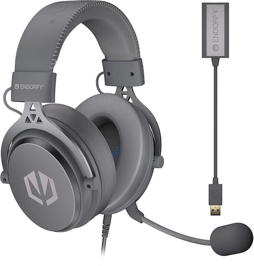 Endorfy VIRO Plus USB Over Ear Gaming Headset με σύνδεση USB Γκρι