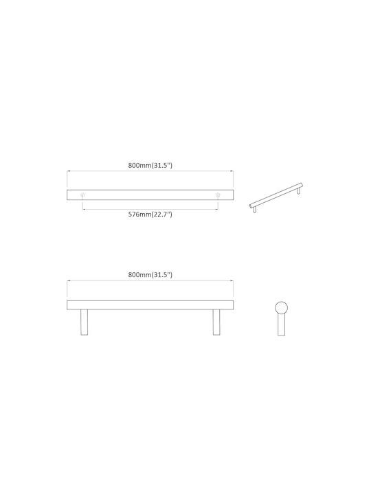 vidaXL Knob Furniture made of Metallic Silver 800mm 864740 12pcs