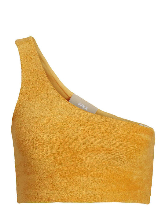 Silla Γυναικείο Καλοκαιρινό Crop Top Βαμβακερό με έναν Ώμο Πορτοκαλί