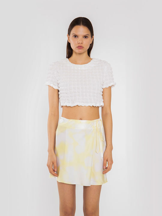 Women's Summer Crop Top Cotton Short Sleeve White