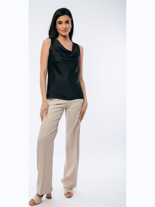 Bluza Damă Drapat Cu Bretele Negru