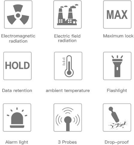 Bside K7 3 in 1 Digital Electromagnetic Radiation & Temperature Meter - Professional Digital EMF Electromagnetic Meter