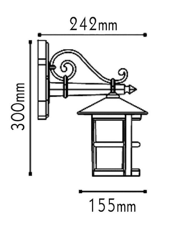 Aca Wall-Mounted Outdoor Lantern E27 IP45 24.2x30εκ.
