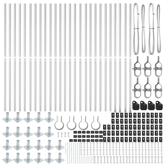 vidaXL Garden Fencing Material 26pcs Silver