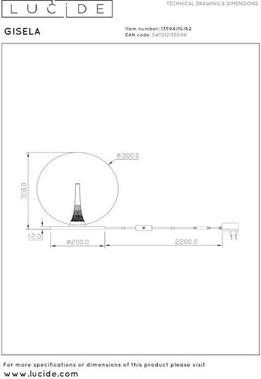 Lucide Lightning Διακοσμητικό Φωτιστικό Gisela LED Θερμό Λευκό 2500K 30x30εκ.