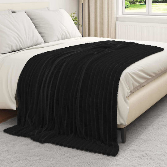 vidaXL Cuvertură Pentru Canapea De Fotoliu Polar Fleece 200x150cm Neagră