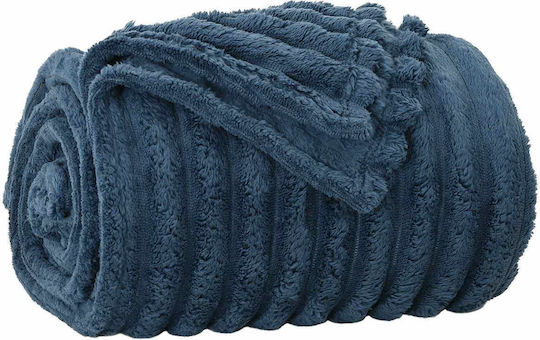 vidaXL Ριχτάρι Πολυθρόνας Fleece 200x150εκ. Σκούρο Μπλε