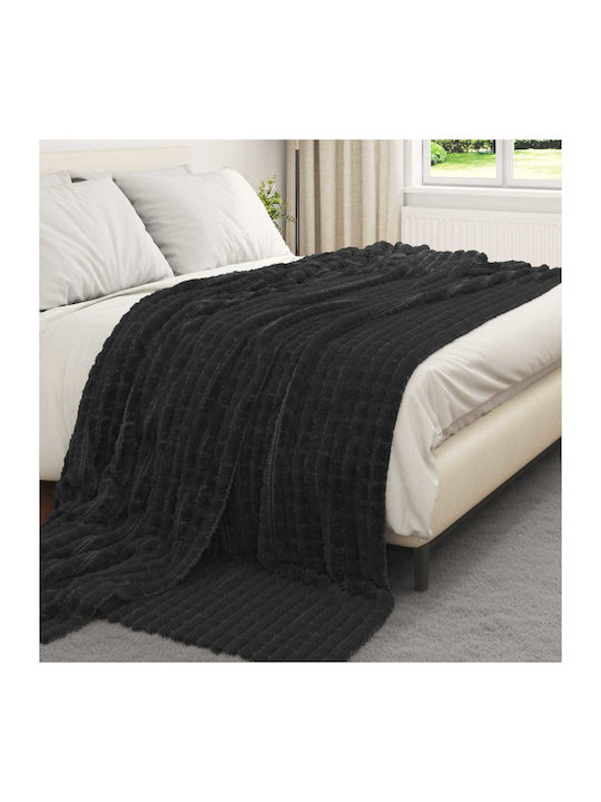 vidaXL Ριχτάρι Διθέσιου Καναπέ Fleece 270x240εκ. Μαύρο