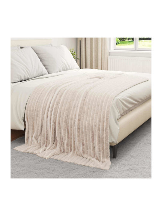 vidaXL Ριχτάρι Πολυθρόνας Fleece 200x150εκ. Μπεζ 42016866