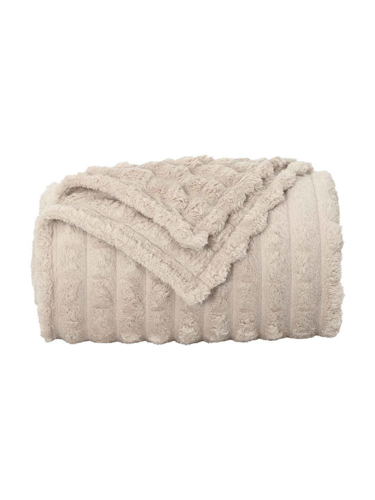 vidaXL Ριχτάρι Πολυθρόνας Fleece 200x150εκ. Μπεζ 42016866