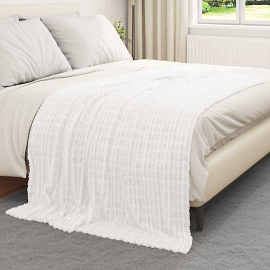 vidaXL Ριχτάρι Πολυθρόνας Fleece 200x150εκ. Λευκό