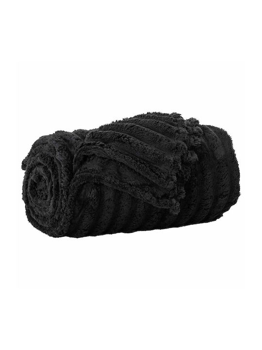 vidaXL Ριχτάρι Πολυθρόνας Fleece 150x130εκ. Μαύρο